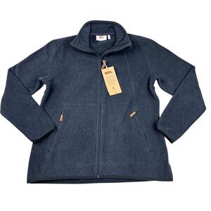 Fjallraven Womens Stina Fleece jacket Size Large Navy Blue Comfy Fall Winter